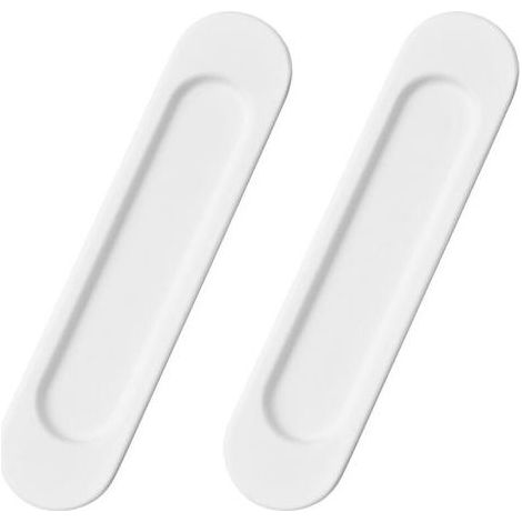 Lntyq Lot de 2 poignées de porte coulissante ovales auto-adhésives en alliage d'aluminium blanc chaud sans perforation pour porte de grange coulissante, fenêtres, armoires / 15 cm (1/4)