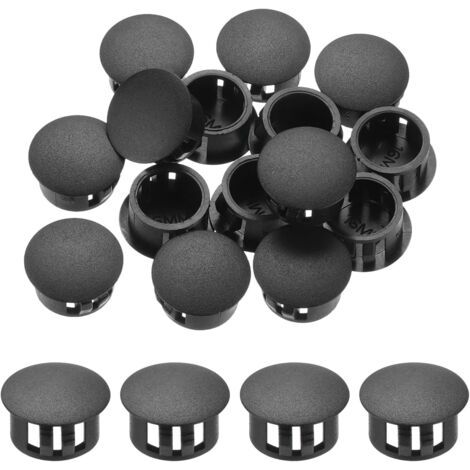 BUNTHAUS 32Pcs 16mm Noir Bouchon de Trou en Plastique, Bouchons de Trou de Panneau de Type Encastré Embouts d'Insertion pour Tubes de Trou de Verrouillage Armoire de Meubles