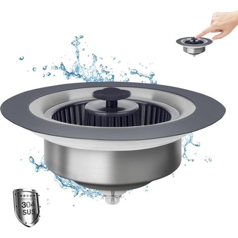 Ensemble de bouchons de crépine d'évier de cuisine 3 en 1 améliorés CREA. évier de cuisine en acier inoxydable. crépine anti-obstruction escamotable. drain de cuisine standard de 3.5 pouces (1/4)