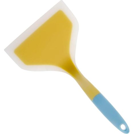 Spatule en silicone pour crêpes, large et antiadhésive, idéale pour les omelettes, les crêpes, le poisson et la cuisson des tamagoyaki. Couleur : bleue. (1/5)
