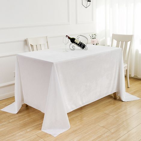 1 Packung weiße Polyester-Tischdecke für rechteckige Tische, 160 x 320 cm, Polyestergewebe, knitterfrei, waschbar, für Hochzeiten, Geburtstage, Partys, Bankettdekorationen