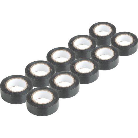 Set di 10 nastri isolanti in PVC neri, 19 mm x 20 m x 0,13 mm, amio-04844 (1/5)
