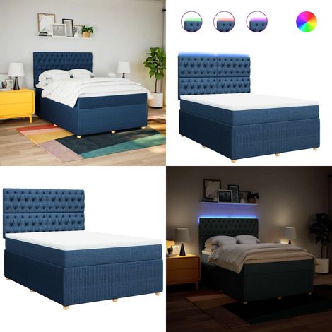 vidaXL Boxspringbett mit Matratze Blau 160x200 cm Stoff (1/5)