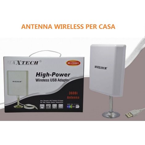 MaxTech - Adattatore Wireless Wi-fi Amplificatore Antenna 36dbi 150mbps Wi-cd001 - (1/2)