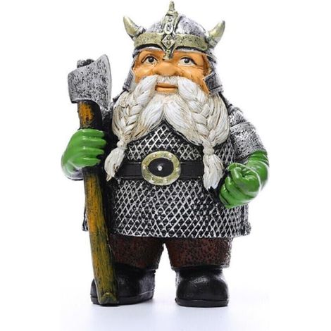 Beste Geschenkidee: Nordische Wikinger-Zwergenstatue aus Kunstharz für den Garten (1/2)