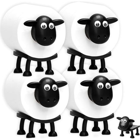 Portarrollos de papel higiénico con oveja, divertido portarrollos de papel higiénico,diseño de oveja negra, idea de regalo para familiares y amigos (1/5)
