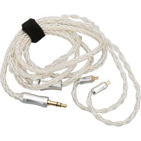 Câble audio universel 3,5 mm en cuivre monocristallin plaqué argent à 8 brins, blanc, compatible avec les produits numériques, connecteur 0,78 mm à 2 broches, câble haut de gamme pour écouteurs, 1,2 m (1/5)