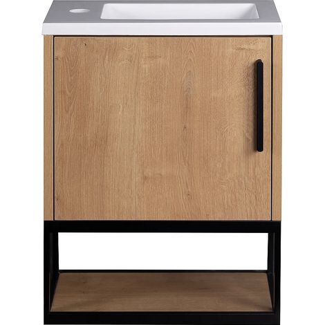 Mobile Lavabo sospeso con nicchia 40 cm Naturale Chiaro - LOPENA (1/5)