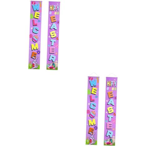 2 Paires rideau de pâques happy easter décoration de pâques bannière de révélation de genre bannière de bienvenue bébé panneau de porte de pâques couplet de porte de pâques (1/5)