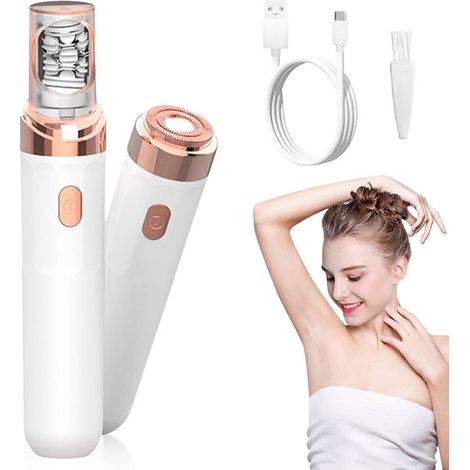 Épilateur facial pour femme, épilateur électrique indolore pour le visage, les sourcils, la lèvre supérieure, le menton, les bras et les aisselles, rechargeable par USB, blanc (1/5)