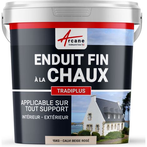 Arcane Industries – Enduit de lissage fin à la chaux 15 kg – Pour murs intérieurs/extérieurs – Texture fine pour surfaces saines – Couleur Calvi beige rosé