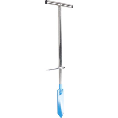 Plantoir à tige inox avec pédale, manche en T, bêche de transplantation foresterie 85x24cm, outil perçoir sol jardin, 4 pièces (1/5)