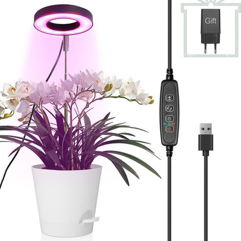 Lampada per piante, luce di crescita a spettro completo, lampada per piante regolabile in altezza, 10 livelli di luminosità, 3 modalità di luce, ideale per piantine, piante grasse, orchidee