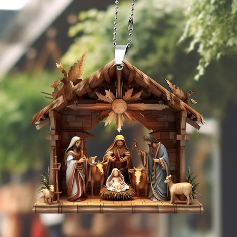 Ornement De Sapin De Noël - Scène De La Nativité En Acrylique - Décoration Intérieure Pour Arbre De Noël Et Maison - Lot De 1 (1/5)