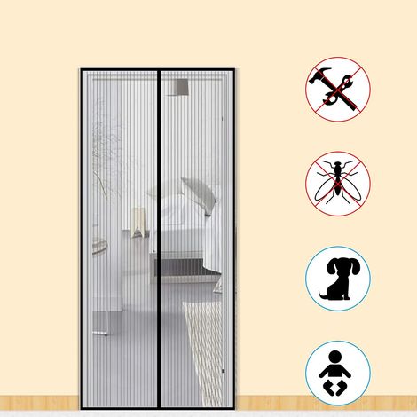 Magnetic Mosquito Net Door, Door Curtain, Anti Mosquito Fly Insects, Easy to Open and Automatic Closing, Simple and Quick Installation, A Comfortable Summer (Black, 90x200 CM) (1/5)