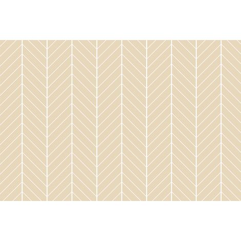 Papier peint panoramique mansardée abstrait | Tapisserie panoramique géométrique chambre et bureau | Papier peint panoramique beige et blanc design - 267 x 400 cm (4 pièces) (1/2)