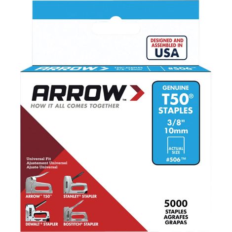 High-Quality Arrow T50 Staples Box – 5,000 Staples, 10mm Length for Heavy-Duty Stapling