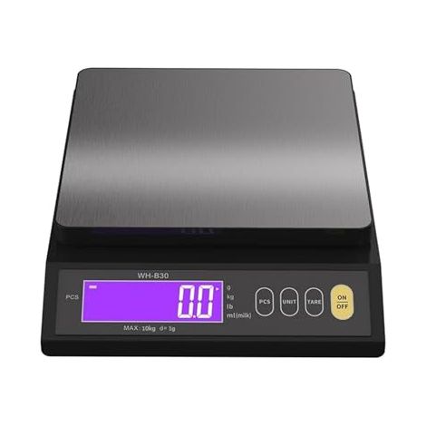 Balanza de cocina electrónica digital con pantalla LCD, totalmente impermeable, de acero inoxidable, herramienta de medición y pesaje para repostería (10 kg 1 g). (1/5)