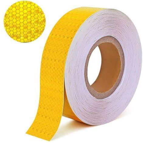 BUNTHAUS Bande Reflechissante Autocollante,25M x 5CM Bande Auto Adhesive,Haute Résistance Catadioptre Adhesif,Imperméable Scotch Fluorescent,pour Vélo,Voiture,Poussette,Moto (Jaune) (1/3)