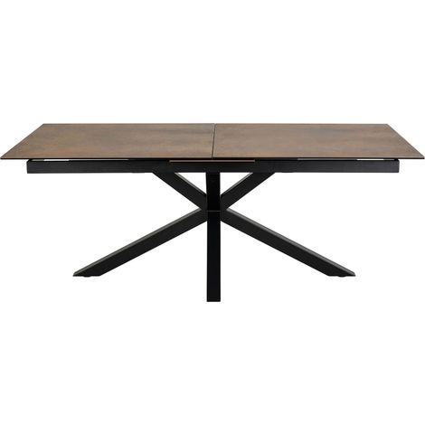 Hellin – Table extensible en céramique 8/10 places L200/240 – Piétement métal noir – Plateau 4mm sur verre 8mm – Design élégant et robuste (1/5)