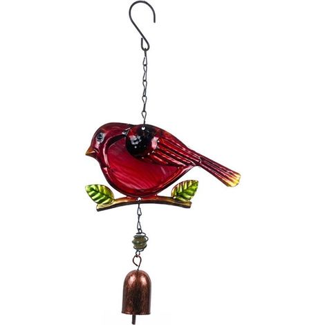 Rostgeschütztes, lackiertes Metall-Windspiel in Form eines Kolibris, Zimmerschmuck – Rot