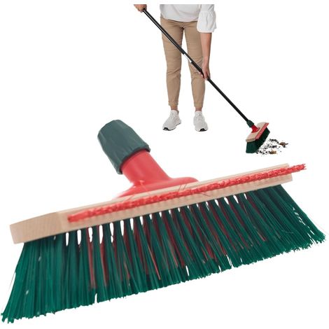 Balai de jardin Novaliv Elaston 40 cm tête de balai avec grattoir Poils en élaston Idéal comme balai extérieur Balai de rue Poils durs Balai de