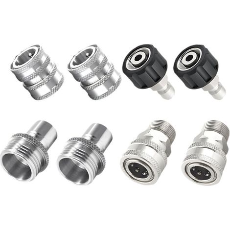 Kit d'adaptateur pour lave - haute - pression, 8 pièces en acier inoxydable, M22 rotatif vers raccord rapide 3/8", 3/4" à déconnexion rapide (1/5)