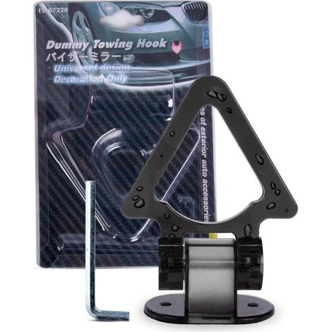 No-drill triangular tow hook, acrylic racing car adhesive decorative tow ring - black (1/4)