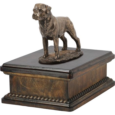 Urne funéraire pour Rottweiler, une urne classique ornée d'une statuette, une urne élégante représentant un chien, par Art-Dog (1/5)