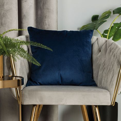 Funda de almohada Velvi de terciopelo azul marino - Elegancia aterciopelada 40x40cm (1/4)