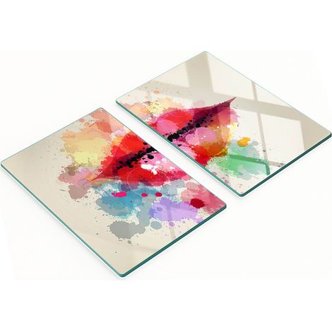 Küchenschneidebretter aus Glas mit bunten Lippenmotiven, 2 x 40 x 52 cm (1/5)