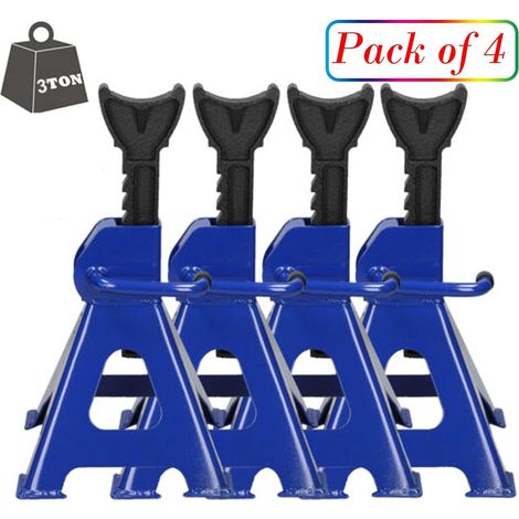 3 Ton Capacity Each Axle Stand for Vehicle Caravan Stand Lifting Heavy Duty Metal Steel Axle Jack Stand Car Support Holding Stand Quick Release Ratchet Adjustment for Garage Workshop Usage Pack of 4 (1/5)