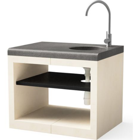 Kitaway Modulo da incasso per barbecue da 84×63×71 cm con lavello  Base bianca/grigia per barbecue da giardino (1/5)