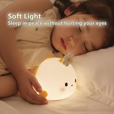 Simpatica luce notturna per la cameretta dei bambini a forma di fiore e pesce in stile cartone animato - Realizzata con luci LED morbide in silicone sicuro - per decorare la cameretta a tema marino di (1/4)