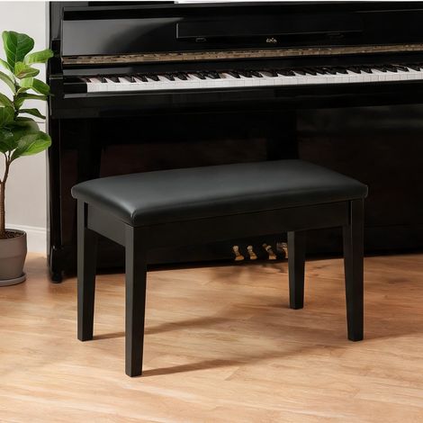 Pouf coloris noir en gummiholz similicuir mousse 75 x 35 x 49 cm (1/5)