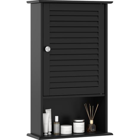 Armoire de Salle de Bain Murale, 3 Etagère de Rangement Structure en MDF Pratique pour Petits Espaces, Style Facile à Assortir, 42 x 17 x 70 cm, Noir (1/5)