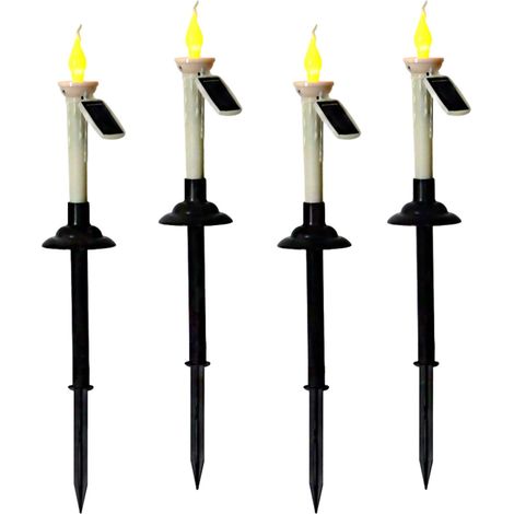 Luminaire Solaire - Bougie LED Sans Flamme - Étanche - Pour Jardin Patio Cour - 4 Pièces