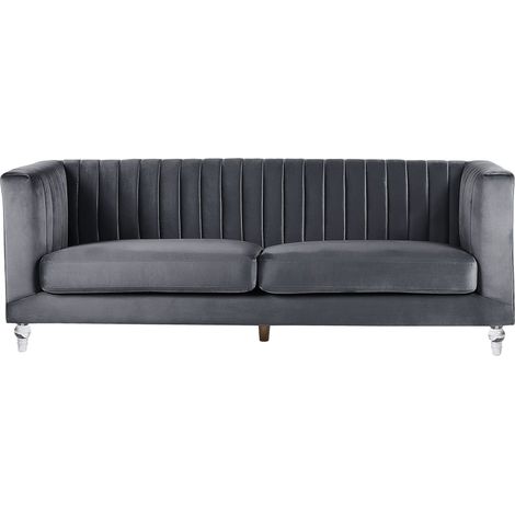 Sofa 3 Seater ARVIKA Velvet Dark Grey (1/5)