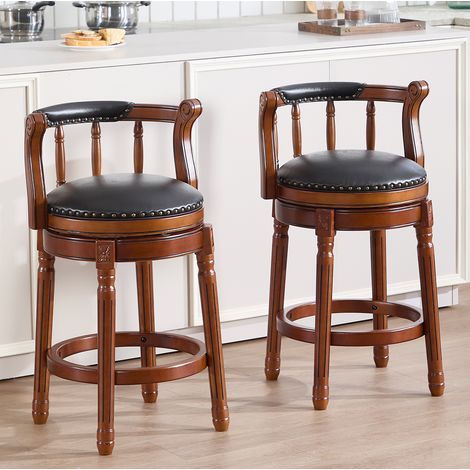 MEUBLIV Tabouret de bar 55x55x86 cm noir – pivotant avec dossier et repose-pieds (1/5)