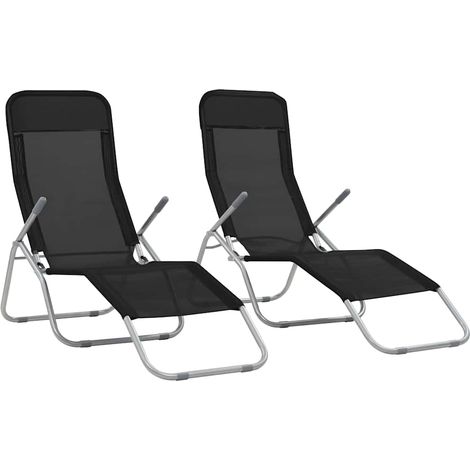 vidaXL Tumbonas plegables 2 unidades textilene negro (1/5)