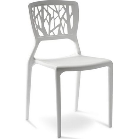 Designetsamaison – Chaise blanche design en plastique haute résistance – Largeur 49 cm – Profondeur 50 cm – Hauteur 84 cm – Assise 42 cm (1/2)