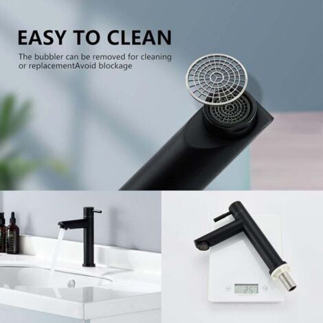 FOREHILL Kaltwasser-Waschtischarmatur, Mattschwarz, Edelstahl, Modernes Design, Anwendungsbereich (Badezimmer, Waschbecken, Toilette) (1/4)