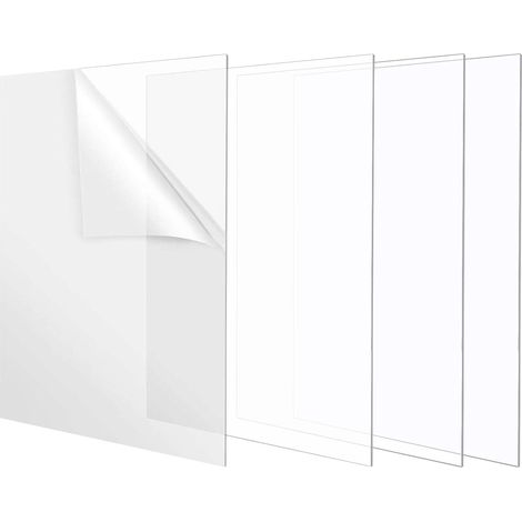 4 PCS Plexiglass Plaque Transparent A4 Panneau Acrylique Transparent de 3 mm Feuille de Plexiglass Transparente 29,7 x 21 cm Panneaux en Plexiglas pour Décoration, Affichage, Peinture (1/5)
