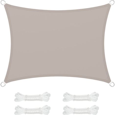 Voile d'ombrage 3 x 4 m, imperméable, avec Une Colonne d'eau de 665 mm, Protection Solaire en Polyester indéchirable, Protection UV 93%, terrasse, Jardin, Balcon, rectangulaire, Cordes de 2