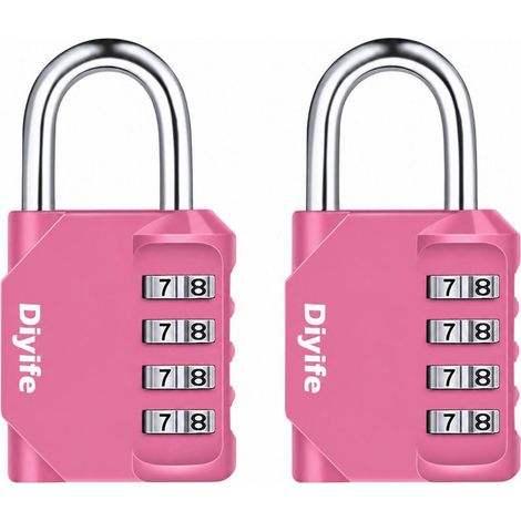 Zahlenschloss 4-stellig Rosa, 2er Pack, Wasserdicht, Zinklegierung