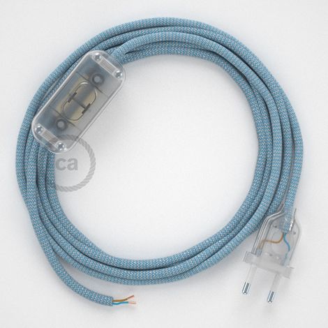 Creative-Cables Câblage pour lampe avec câble textile ZigZag – (1,8 m, câble 2x0,75 mm², bleu steward, fiche EU et interrupteur transparents) – Conforme aux standards de sécurité – Design distinctif (1/5)