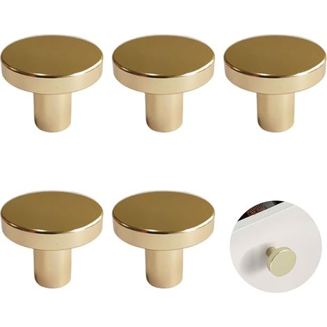 5 pomos de latón macizo para cajones, pomos redondos para muebles, tiradores para armarios, ideales para roperos y vestidores. (1/5)