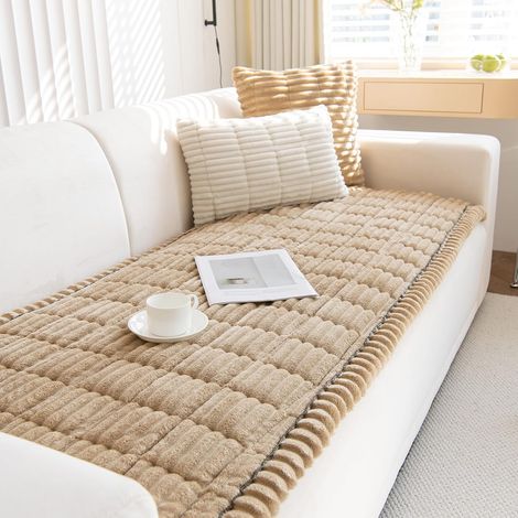 Thick, Non-Slip Sofa Cover for 2, 3, or 4 Seater Sofas, Light Coffee, 70x70cm Soft Corduroy Sofa Cover, Corner Sofa Cover for Dogs, Sofa Cover Protector for Leather Living Room Sofa (1/5)