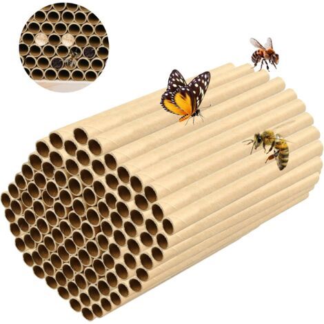 100 pièces Hotel a Insectes Kit Maison d'abeille 15 cm Longueur, Tubes de Nidification en Carton, Aide à la Nidification, Hôtel à Abeilles Sauvages, pour Abeilles Papillons et Autre Insecte (1/5)