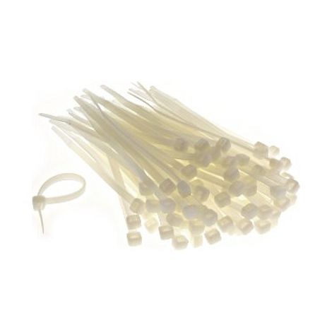 Cinta para bridas de cables de 2,5 x 100 mm - 100 unidades blancas (1/5)